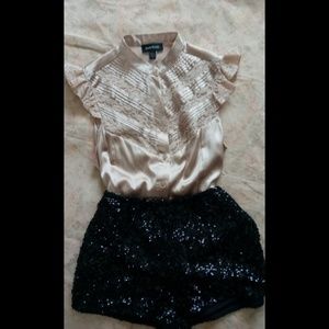 VINTAGE Black Sequin High Waist Tap Pants SZ L